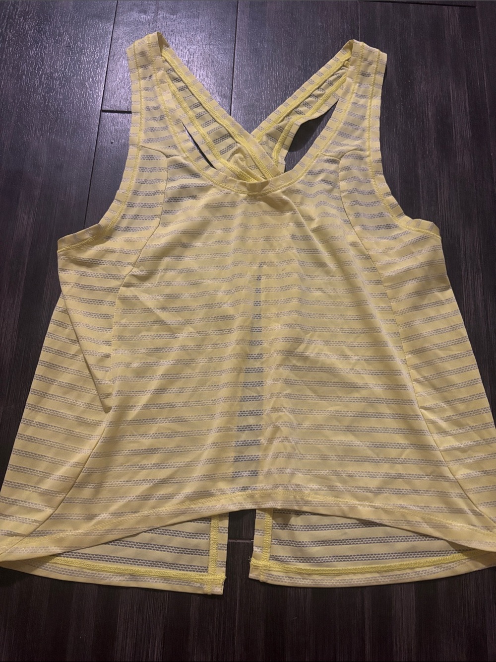 Sheer Yellow Striped Racerback Tank Top